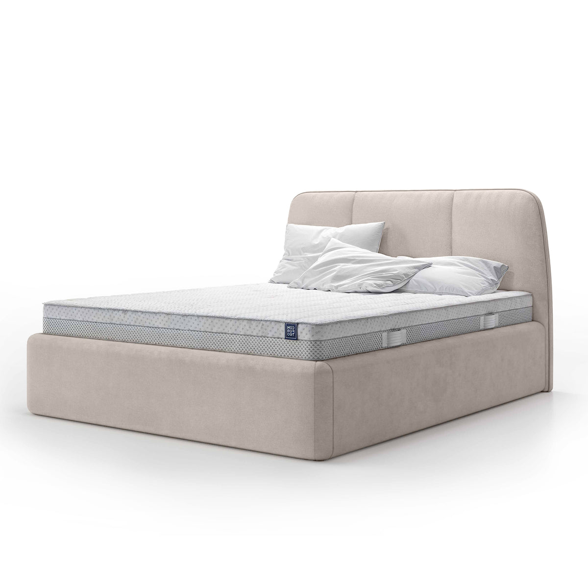 Elle Upholstered Ottoman Bed with Large Storage, Soft Minimalism Style – Linen Sepia (VOUGE 02), 200