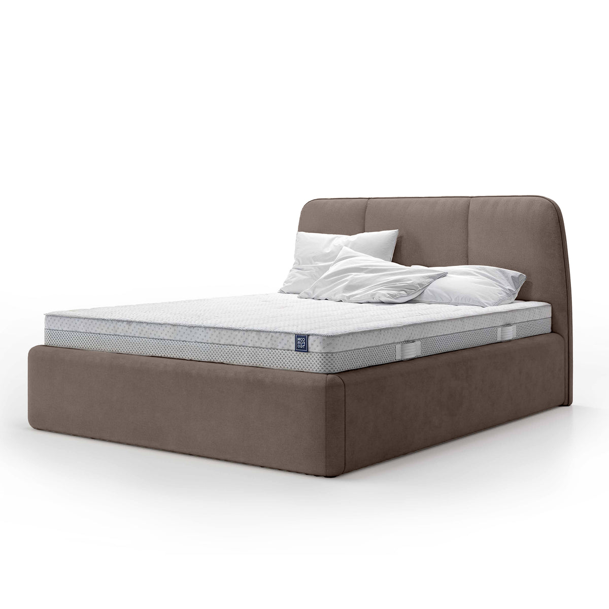 Elle Upholstered Ottoman Bed with Large Storage, Soft Minimalism Style – Walnut Graphite (VOUGE 05), 200