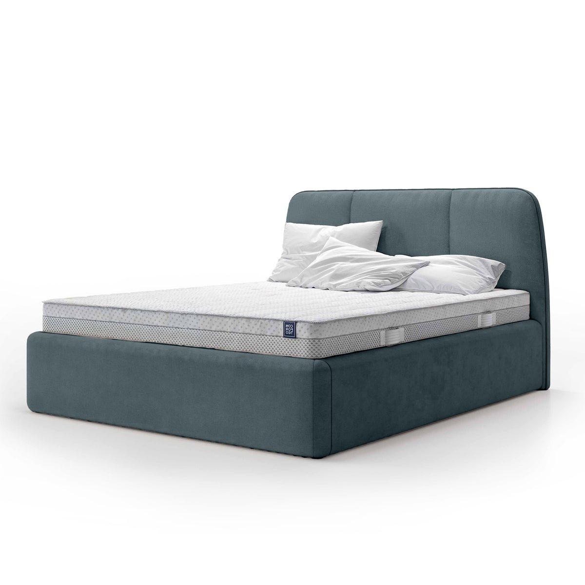 Elle Upholstered Ottoman Bed with Large Storage, Soft Minimalism Style – Steel Sea (VOUGE 12), 200