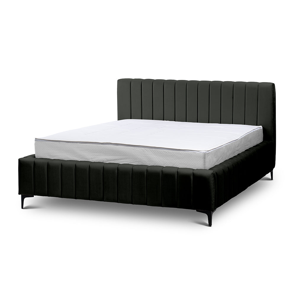 Drevy Upholstered Ottoman Bed with Storage, Modern Style – Fresh Velvet, Vertical Stitching – Herbal Shadow (FRESH 16), 200