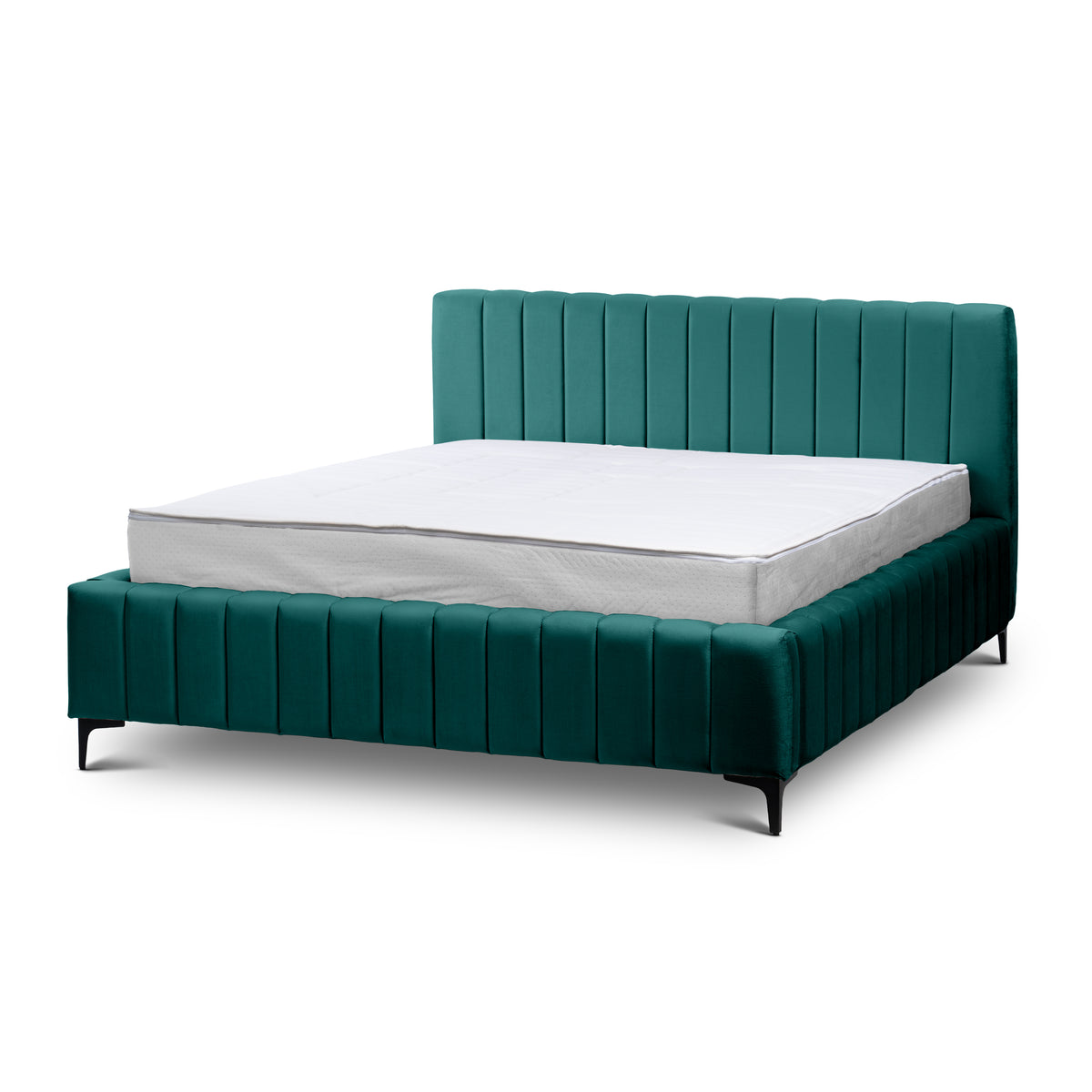 Drevy Upholstered Ottoman Bed with Storage, Modern Style – Fresh Velvet, Vertical Stitching – Sea Matte (FRESH 30), 200