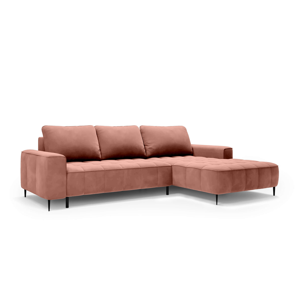 Francessco Corner Sofa with Bedding Storage 280 cm, Elegant Style – Right-Sided, Rose Powder (SALVADOR 11)
