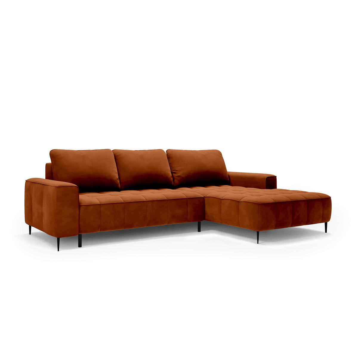 Francessco Corner Sofa with Bedding Storage 280 cm, Elegant Style – Right-Sided, Autumn Caramel (SALVADOR 15)