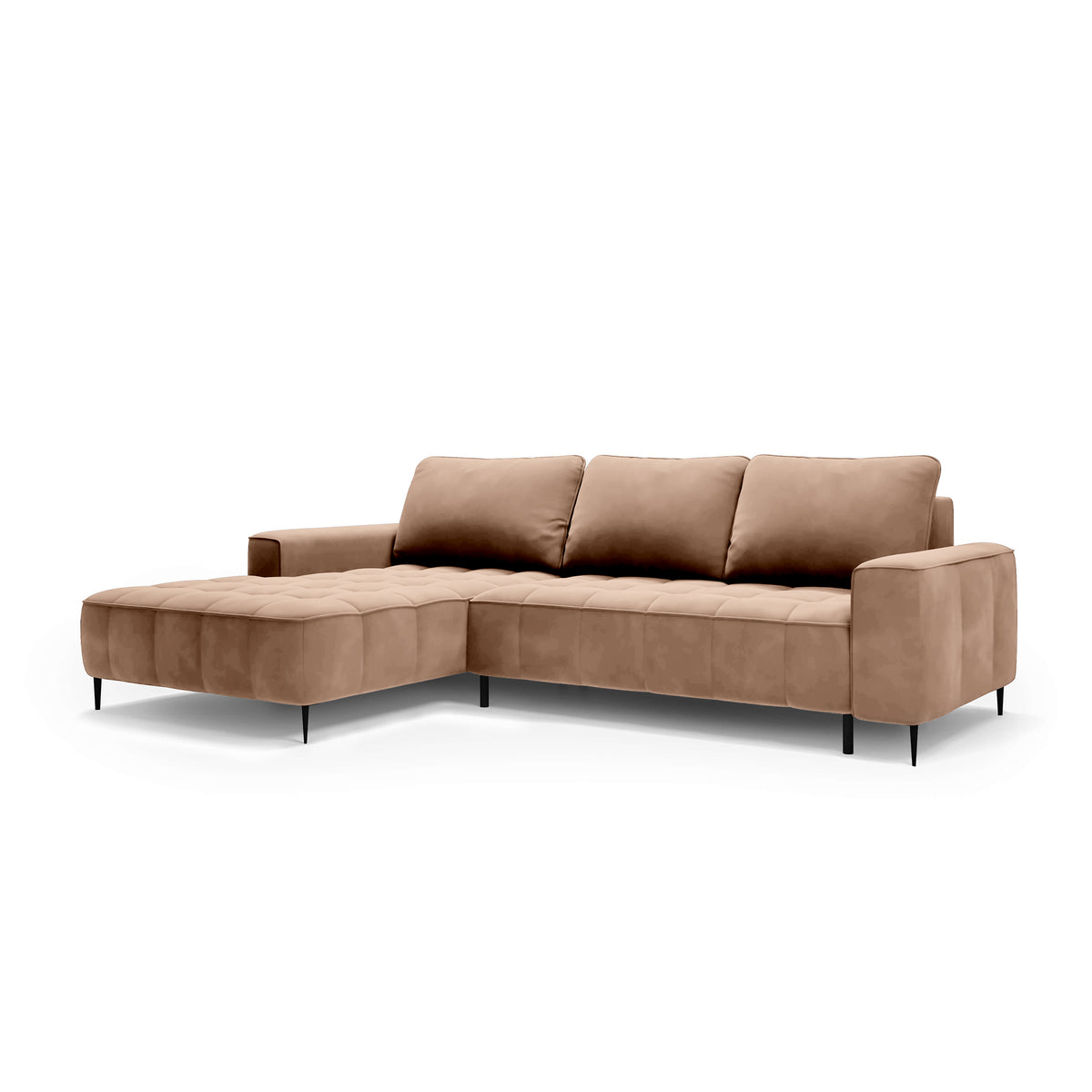 Francessco Corner Sofa with Bedding Storage 280 cm, Elegant Style – Left-Sided, Walnut Sand (SALVADOR 03)