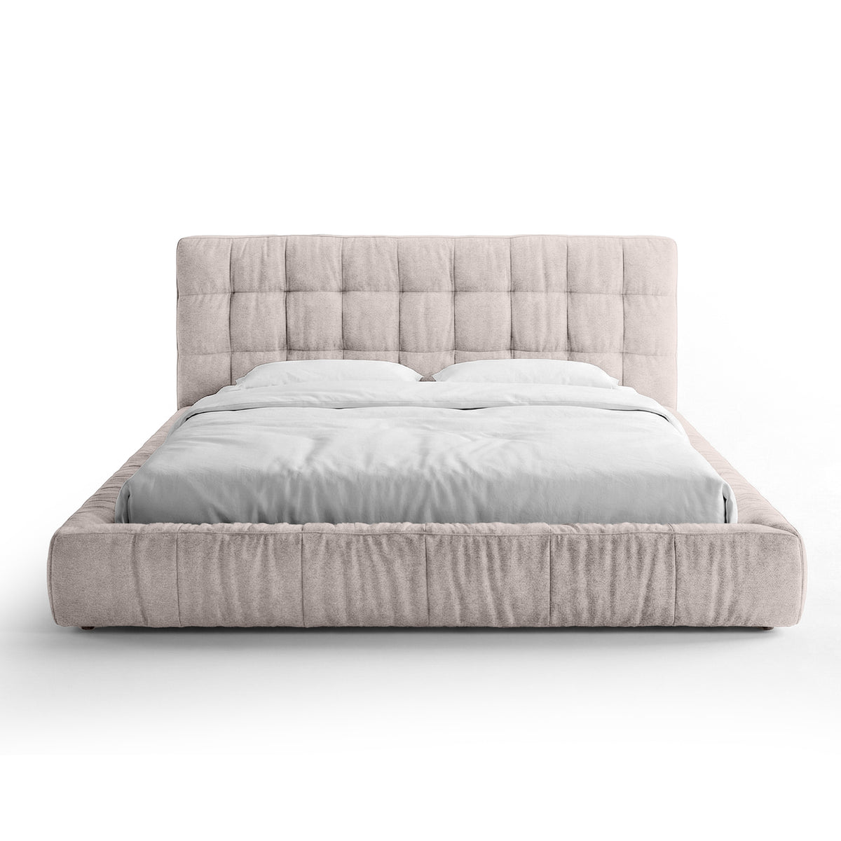 Gestoffeerd bed met capitonnering en laag frame in moderne stijl | Talaro 160x200 Poedermarmer (GOLDEN 21)