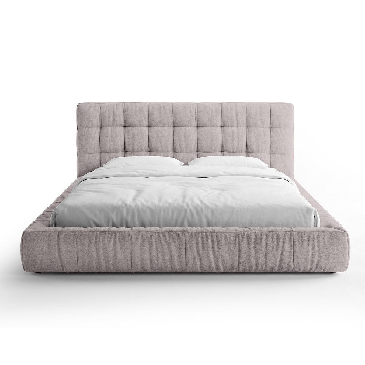 Gestoffeerd bed met capitonnering en laag frame in moderne stijl | Talaro 140x200 Rozé kwarts (GOLDEN 25)