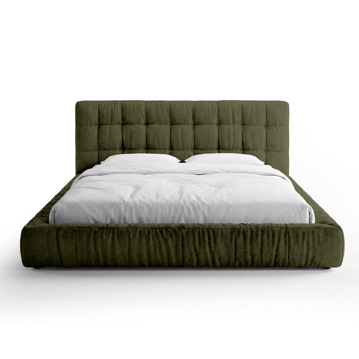 Gestoffeerd bed met capitonnage en een laag frame in moderne stijl | Talaro 180x200 Mosdiepte (GOLDEN 35)