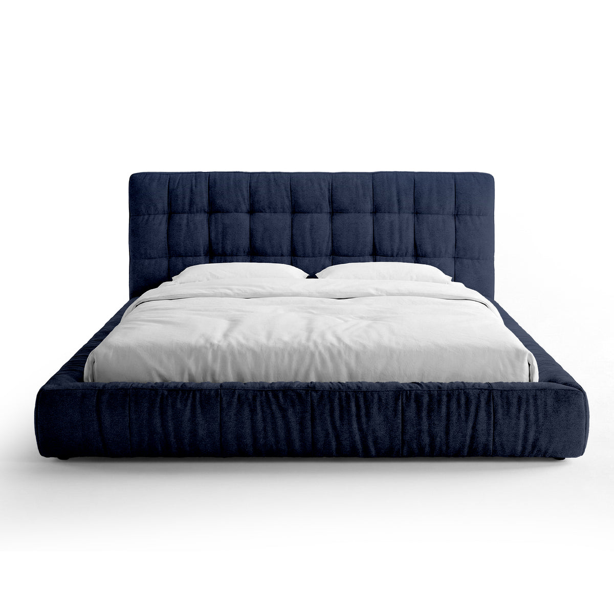 Gestoffeerd, gecapitonneerd bed met laag frame in moderne stijl | Talaro 200x200 Saffiergrafiet (GOLDEN 79)
