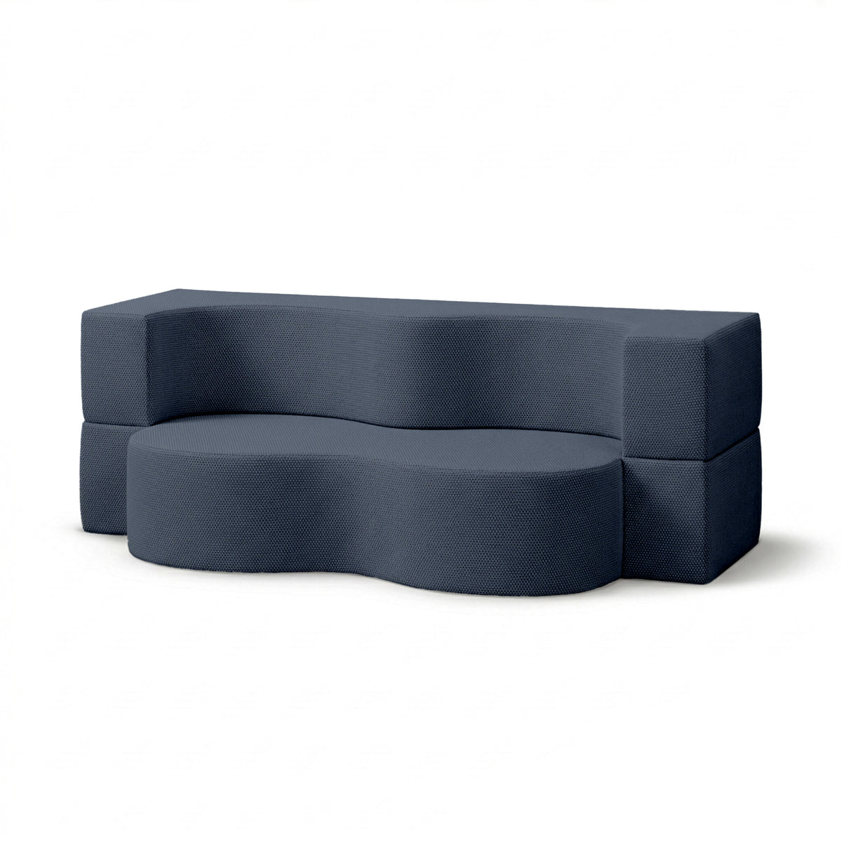 Moderne tuinbank van schuim met slaapfunctie, stof Harris | Kamelia Nachtelijk Denim (HARRIS 7526)
