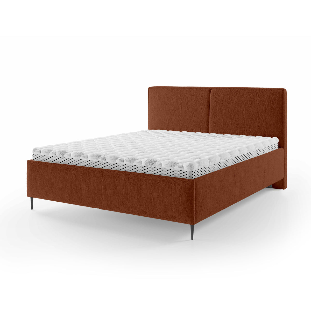 Hatti Upholstered Ottoman Bed with Storage, Minimalist Style – Caramel Wood (PERFECT HARMONY 52), 180x200