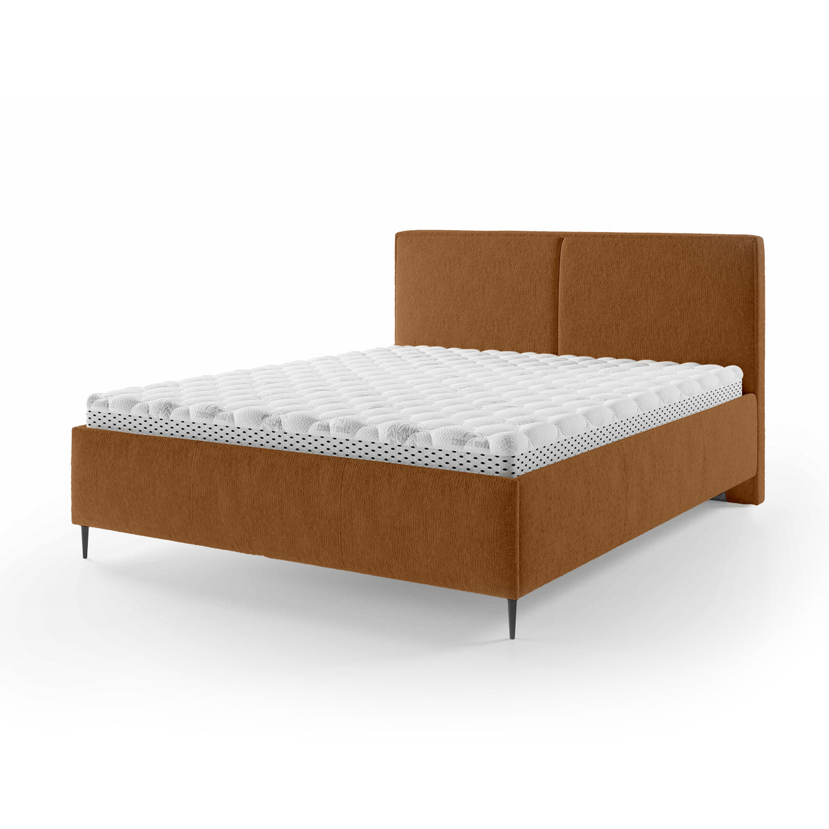 Hatti Upholstered Ottoman Bed with Storage, Minimalist Style – Roasted Walnut (PERFECT HARMONY 56), 160 200