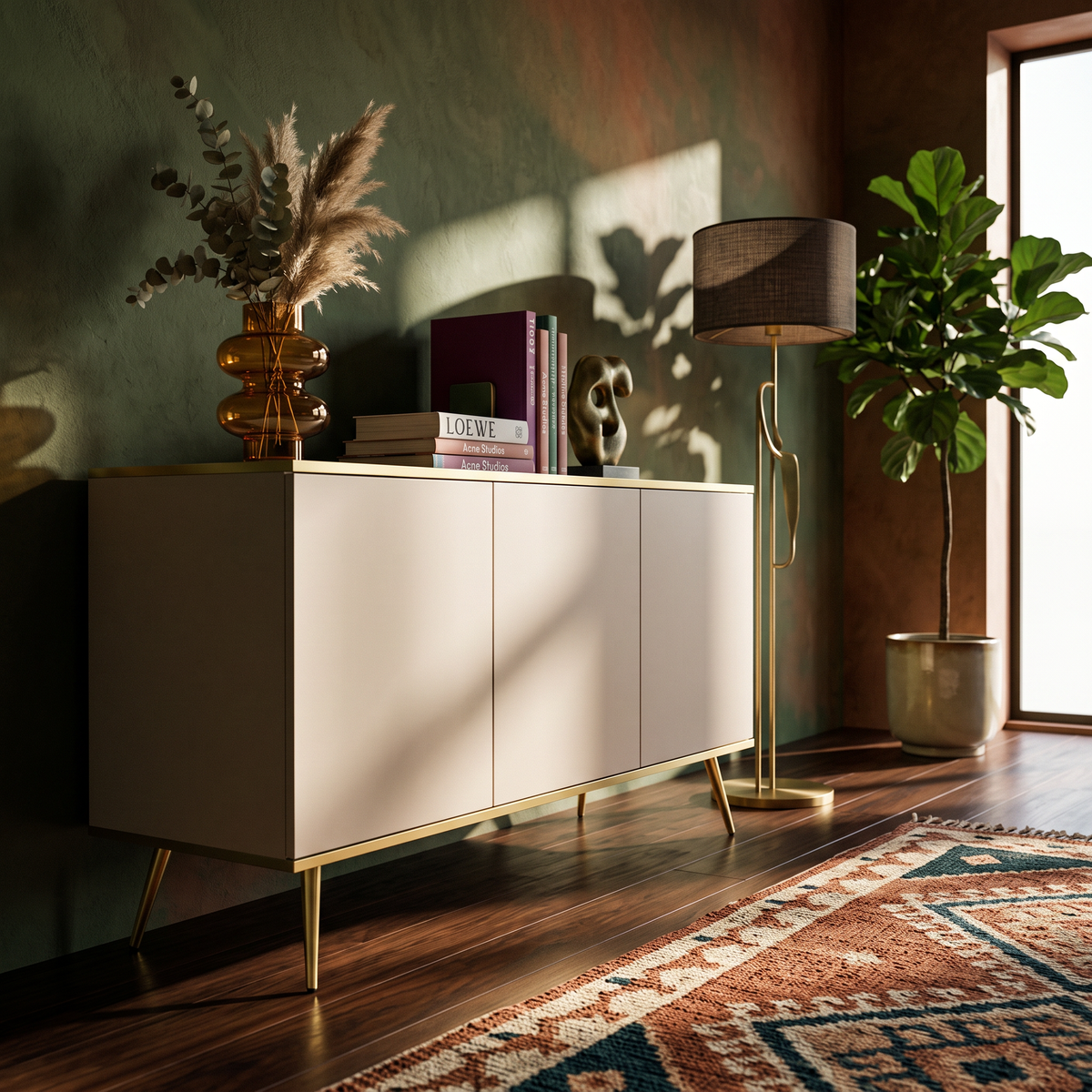 Meva chest of drawers 160x85 in glamour style – interior setting