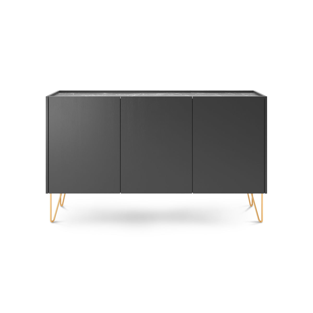 Ballada Sideboard 144x83, Glamour Style – Black Royal Marble Top, Push-to-open, Gold Legs – photo 3