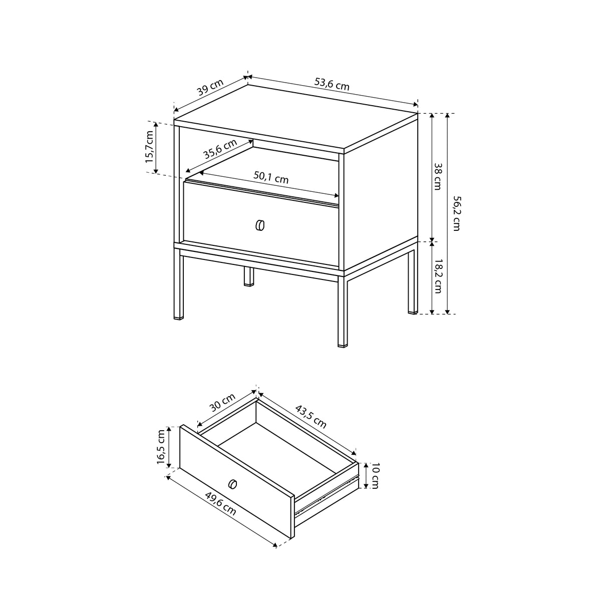 Kviat Bedside Table with Drawer 54x57 cm, Modern Classic Style – photo 8