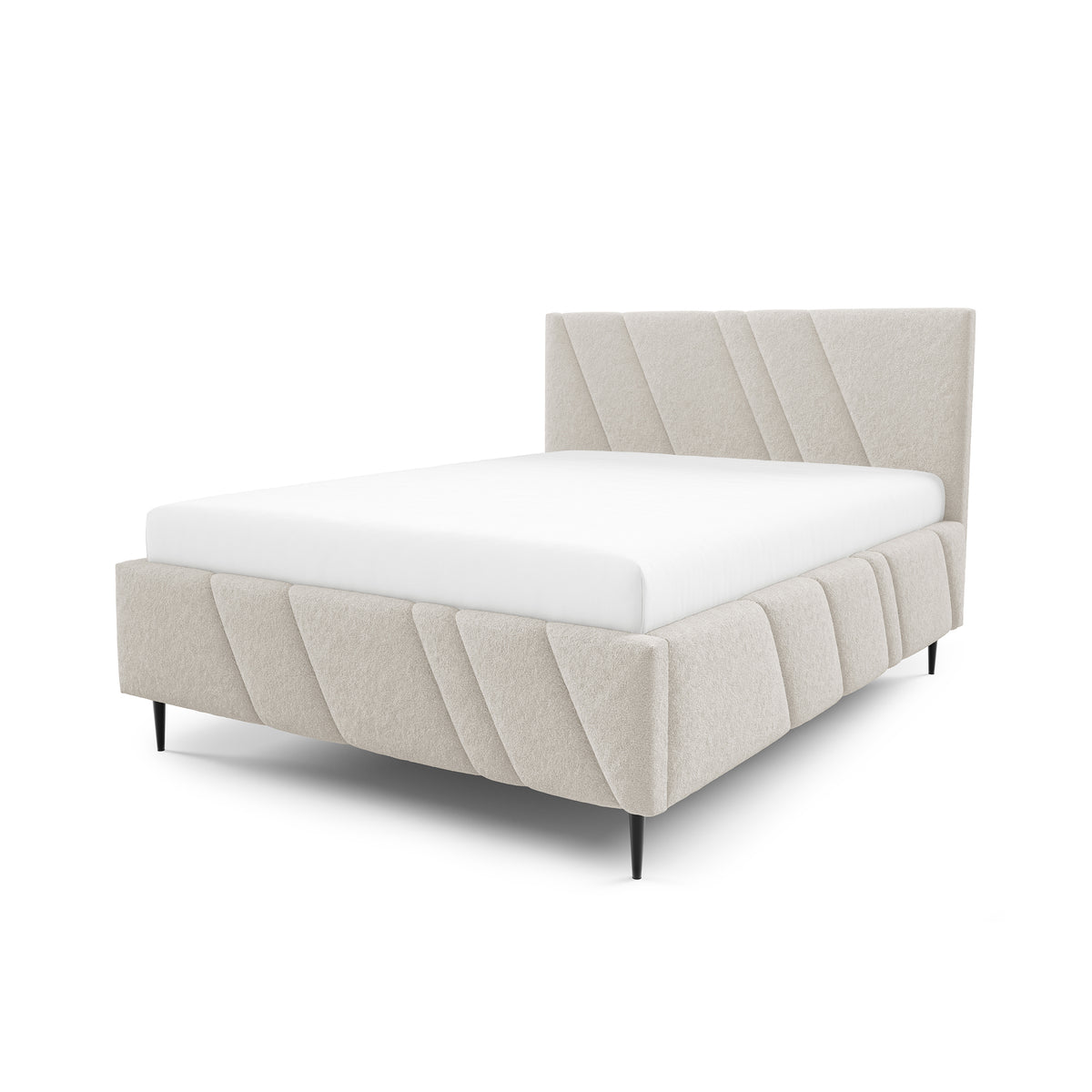 Raiz Quilted Upholstered Ottoman Bed with Storage, Various Sizes in Modern Style, Lambi Fabric – Sandy Linen (LAMBI 05)