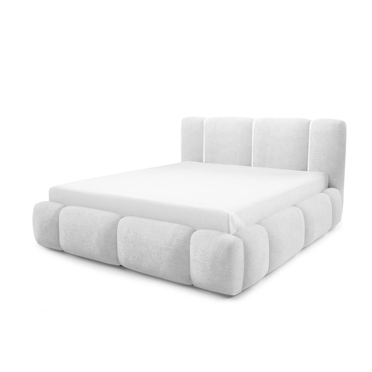 Neria Upholstered Ottoman Bed with Storage, Various Sizes in Japandi Style – Morning Mist (LAMBI 07)