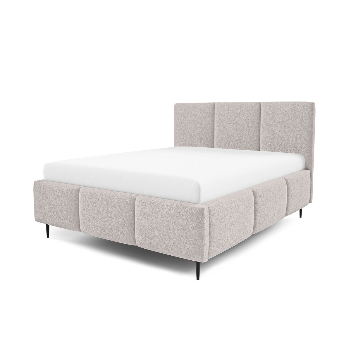Melora Upholstered Ottoman Bed with Storage, Various Sizes in Modern Style, Lambi Fabric – Misty Stone (LAMBI 09)