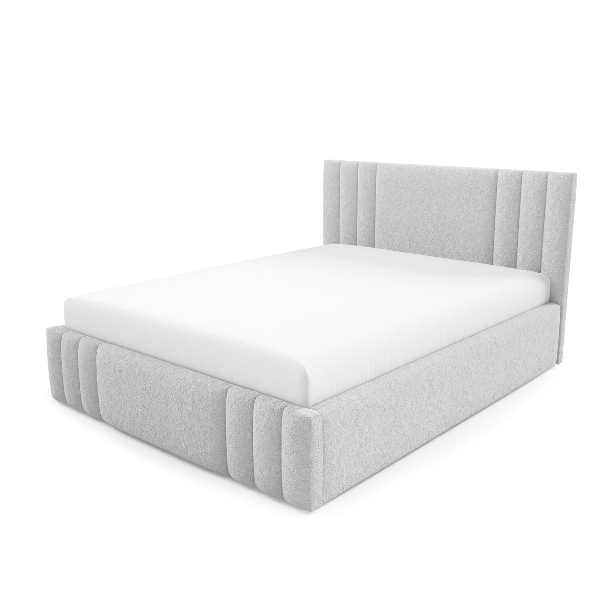 Falda Upholstered Ottoman Bed with Storage, Various Sizes in Elegant Style, Lambi Fabric – Ash Glow (LAMBI 11)