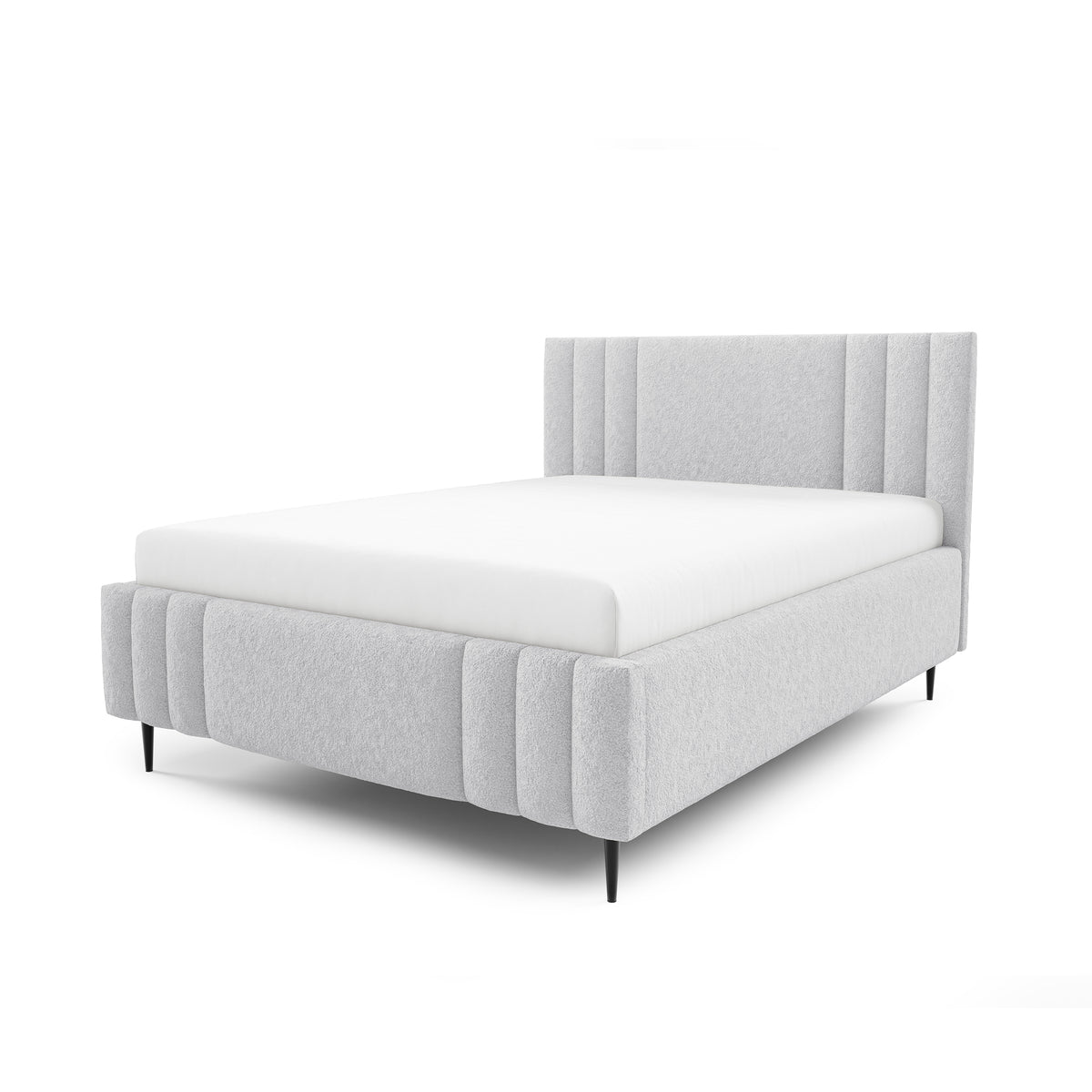 Falda Upholstered Ottoman Bed with Storage, Various Sizes in Elegant Style, Lambi Fabric – Ash Glow (LAMBI 11)