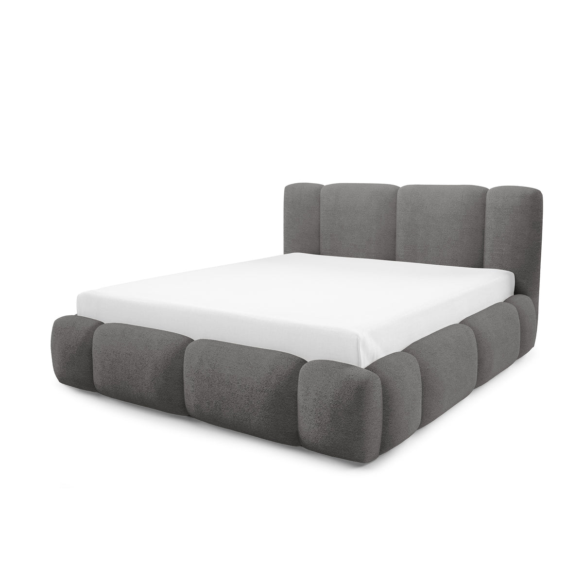Neria Upholstered Ottoman Bed with Storage, Various Sizes in Japandi Style – Pearl Gray (LAMBI 12)