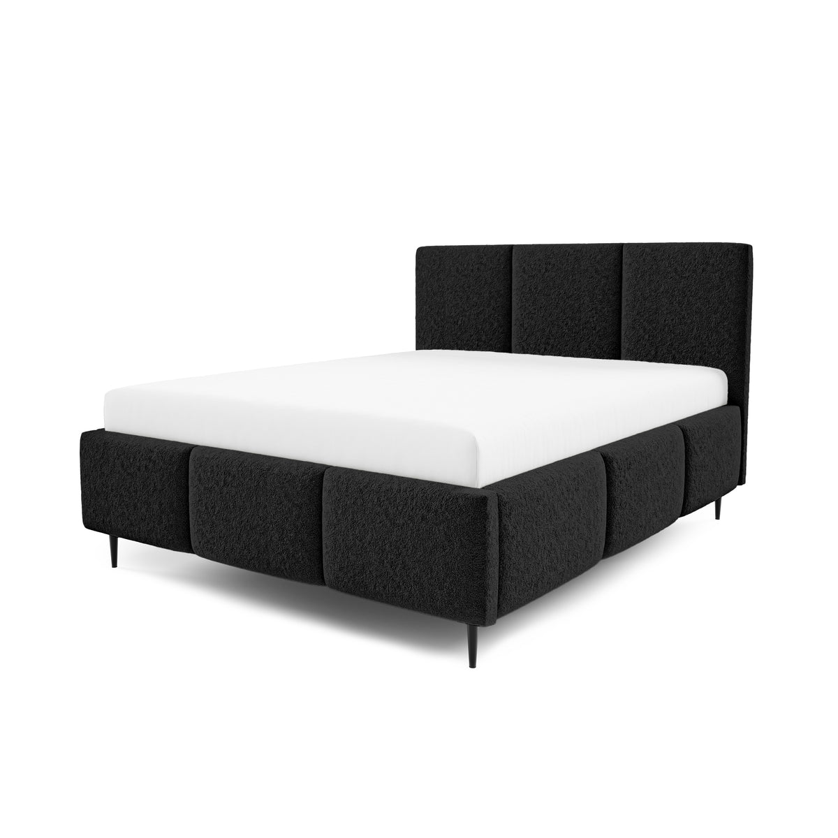 Melora Upholstered Ottoman Bed with Storage, Various Sizes in Modern Style, Lambi Fabric – Onyx (LAMBI 13)