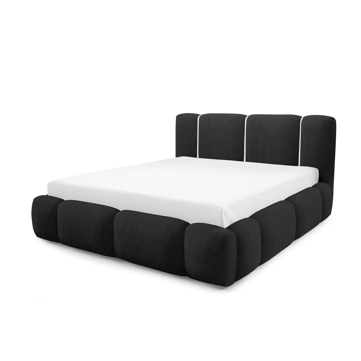 Neria Upholstered Ottoman Bed with Storage, Various Sizes in Japandi Style – Onyx (LAMBI 13)