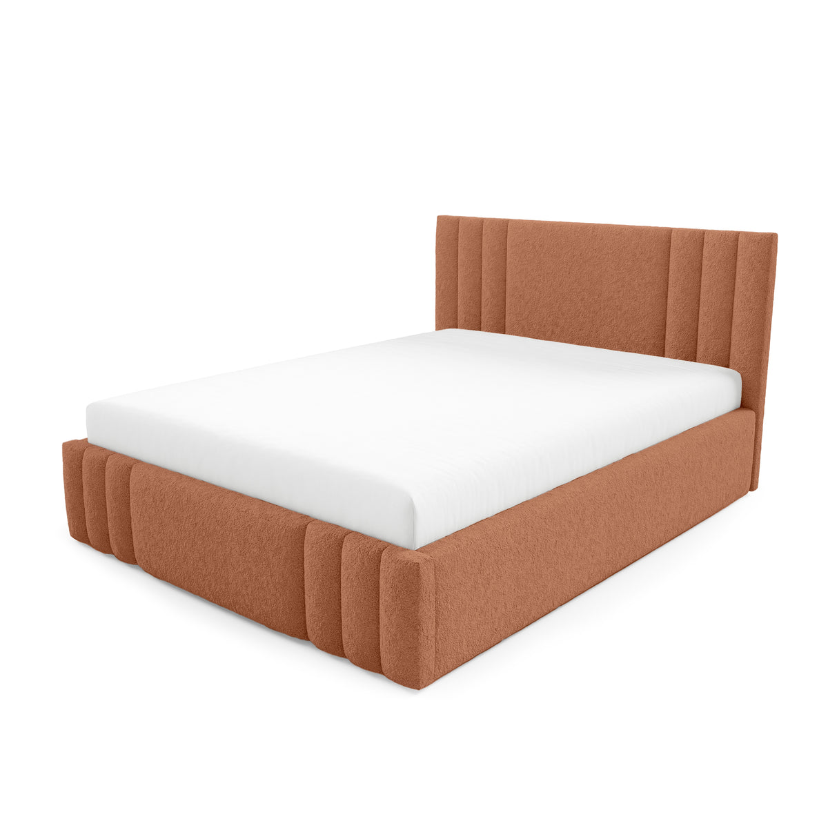Falda Upholstered Ottoman Bed with Storage, Various Sizes in Elegant Style, Lambi Fabric – Copper Glow (LAMBI 14)