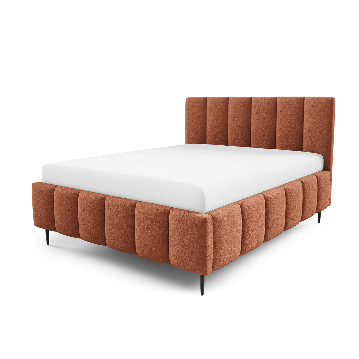 Nerom Quilted Upholstered Ottoman Bed with Bedding Storage, Various Sizes in Elegant Style, Lambi Fabric – Copper Glow (LAMBI 14)