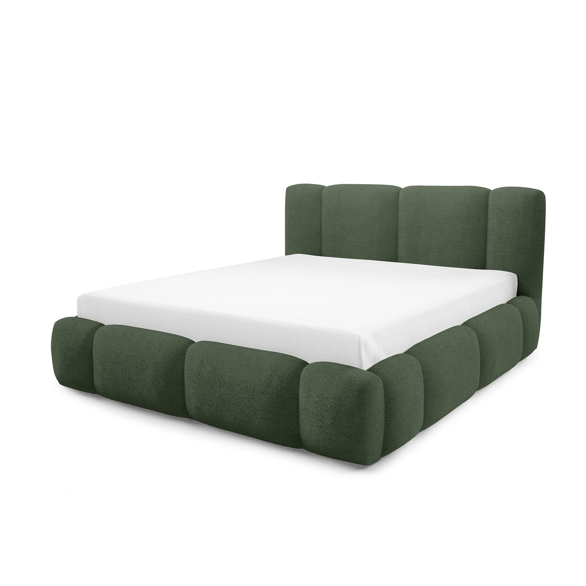 Neria Upholstered Ottoman Bed with Storage, Various Sizes in Japandi Style – Forest Olive (LAMBI 15)