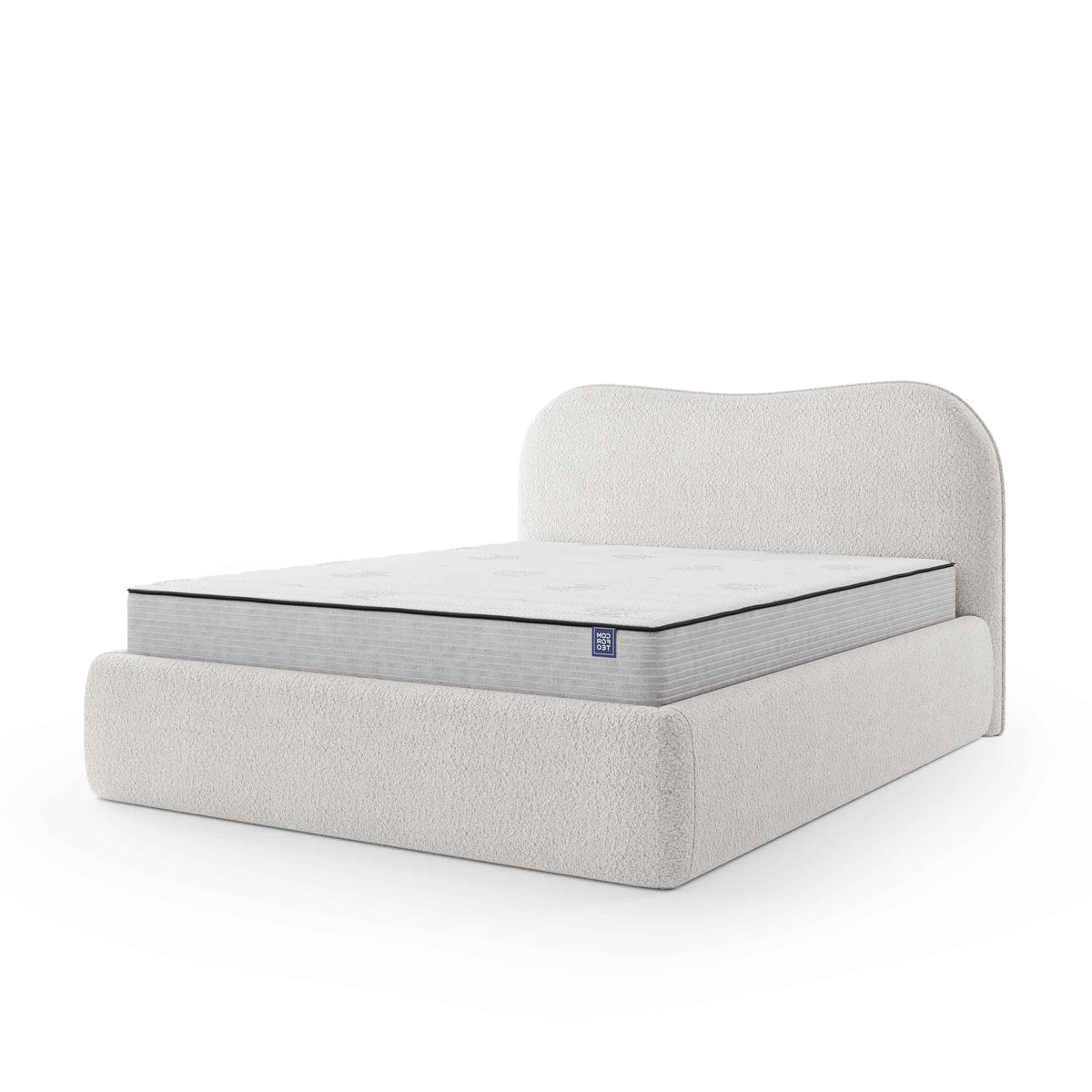 Leo Upholstered Ottoman Bed with Storage, Modern Style – Cream Porcelain (VOUGE 01), 200
