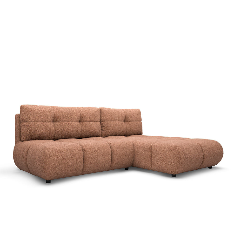 Milorya Corner Sofa Bed DL 230 cm, Modern Style – Right-sided, Brick Walnut (NOW OR NEVER 54)