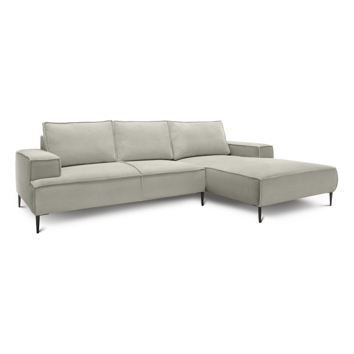 May 3 Seater Corner Sofa 275 cm, Modern Classic Style – Gray Linen (POSO 140), Right-handed