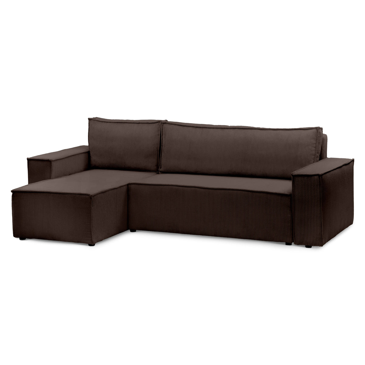 Agi 3 Seater Reversible Corner Sofa Bed 200x142–154, Loft Style – Dark Walnut (POSO 06), Universal