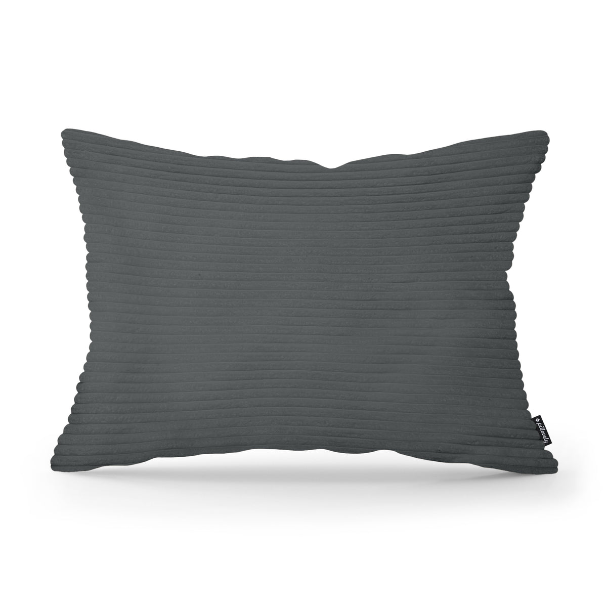 Wide Corduroy Decorative Cushion 40x55 cm, Vintage Style – Anthracite (POSO 34)