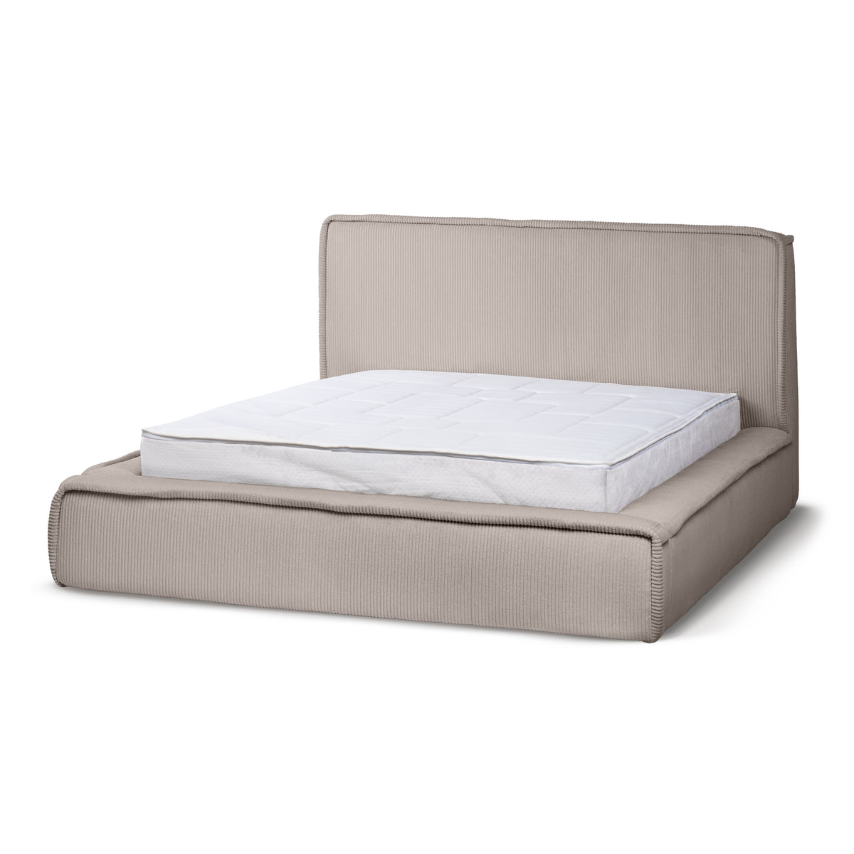 Gryby Upholstered Ottoman Bed with Storage, Classic Style – Champagne Ash (POSO 03), 200