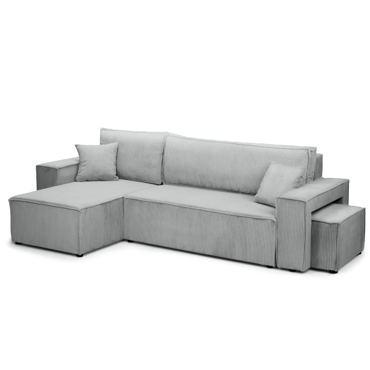 Klara Reversible Corner Sofa Bed with Pouffe, Modern Style – Gray Bamboo (POSO 55), Universal