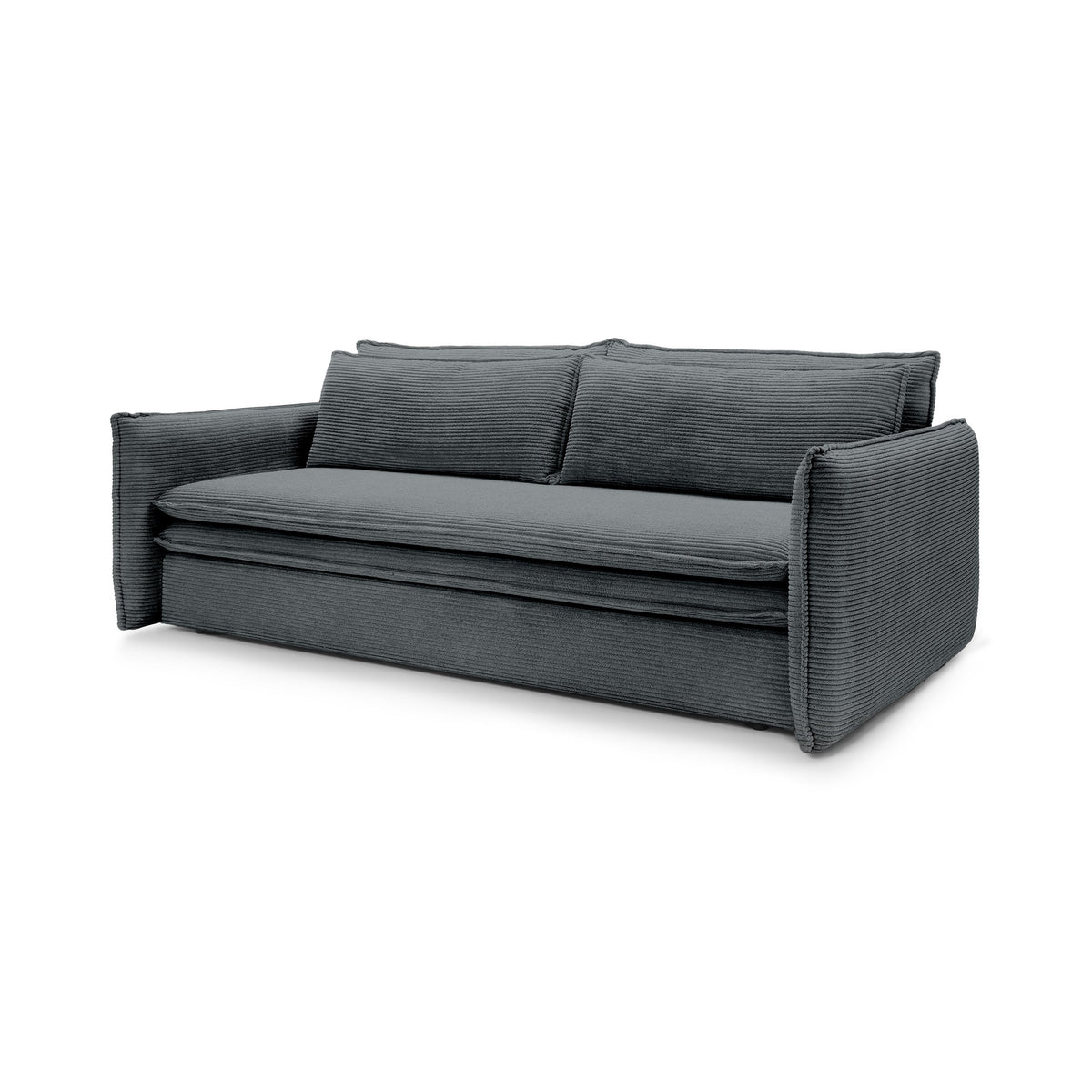 Lily Corduroy Sofa Bed 140x200 with Storage – Graphite Moss (POSO 60)