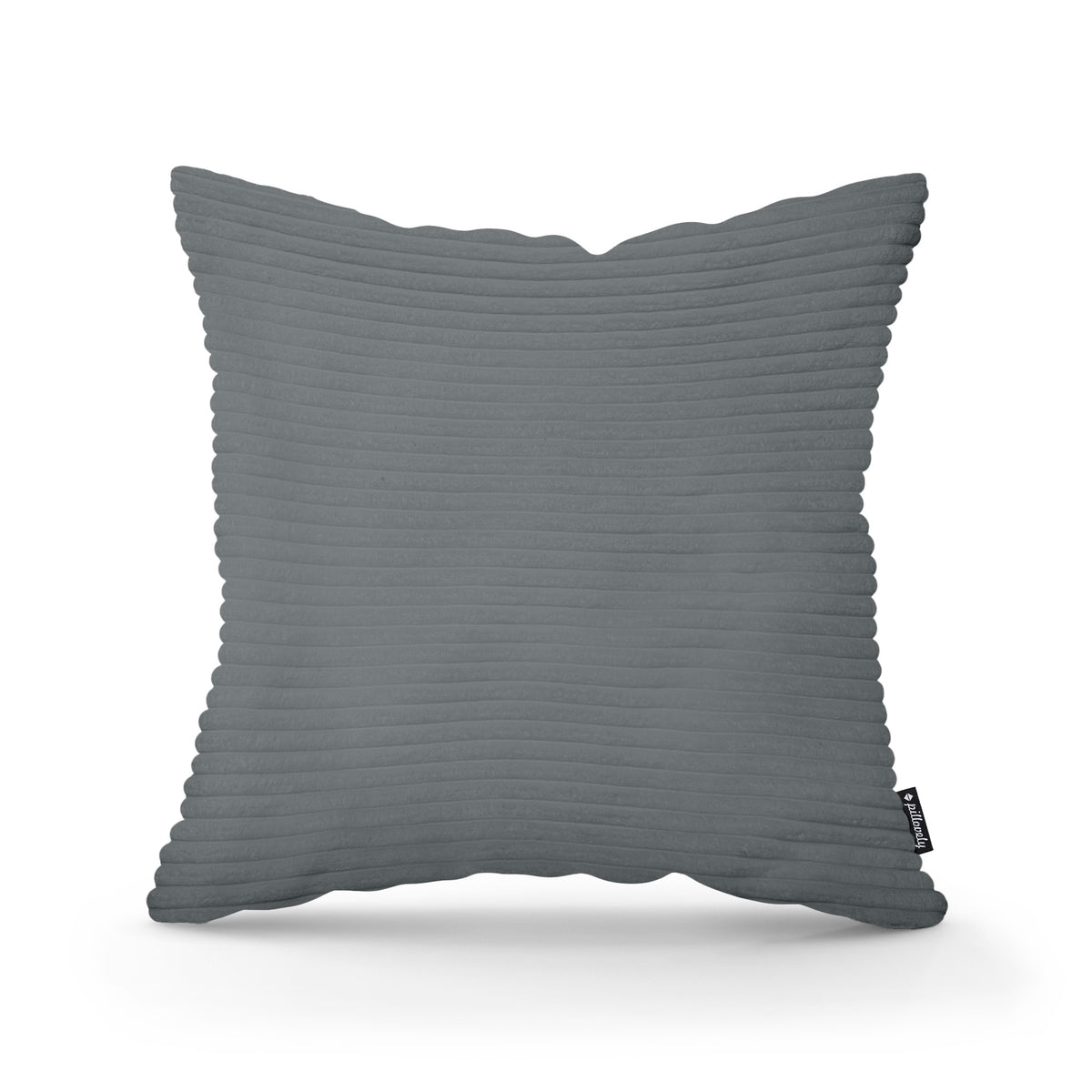 Wide Corduroy Decorative Cushion 45x45 cm, Scandinavian and Boho Style – Graphite Moss (POSO 60)