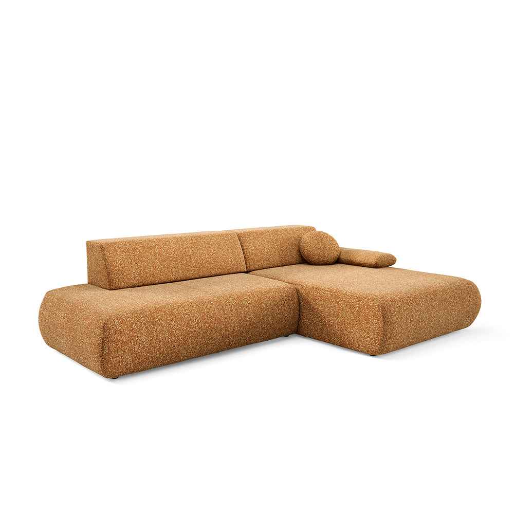 Puentro 4 Seater Corner Sofa Bed, Minimalist Style – Right, Honey Sepia (PUENTE 52)