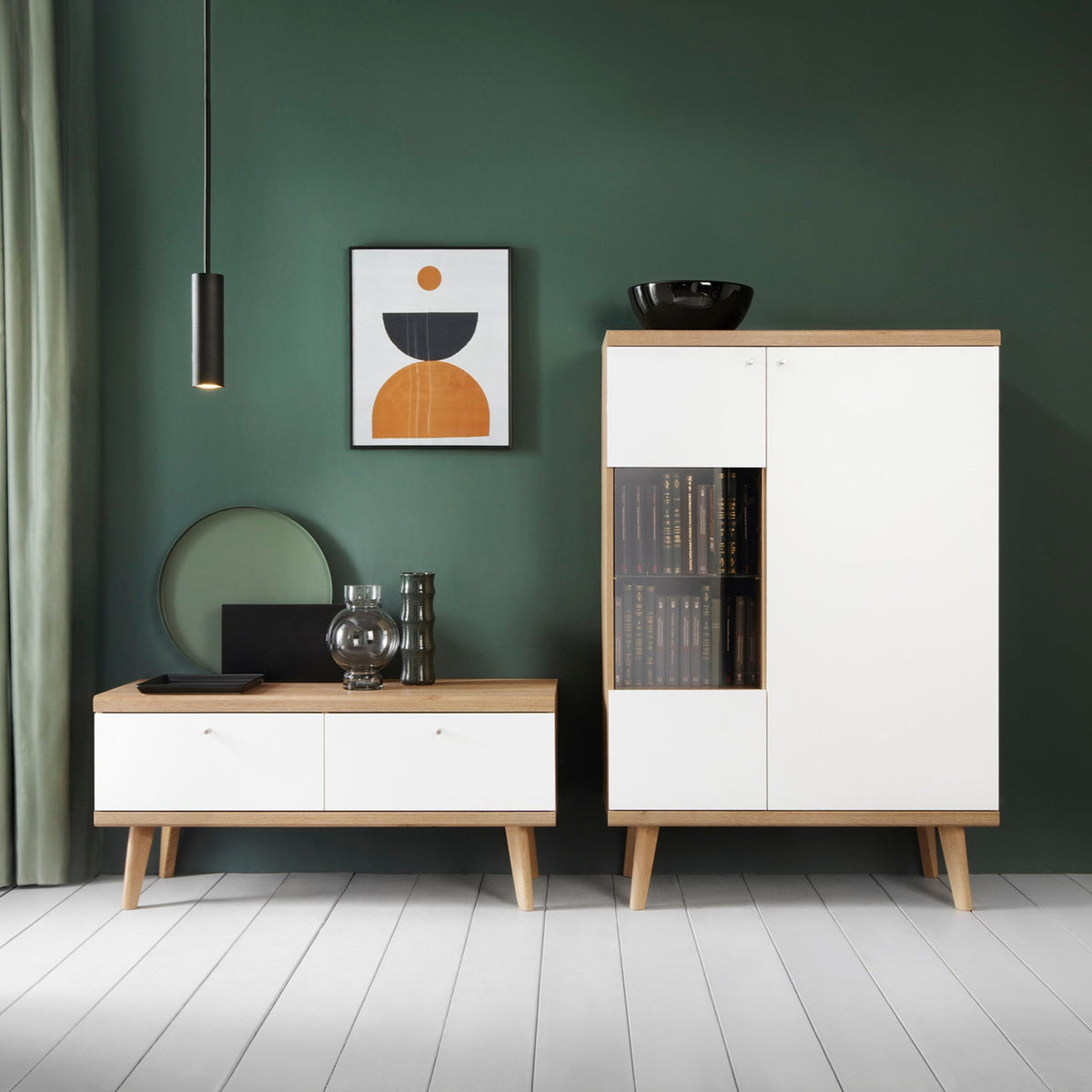 Lato Glass Display Cabinet 90x134 cm – in a room setting