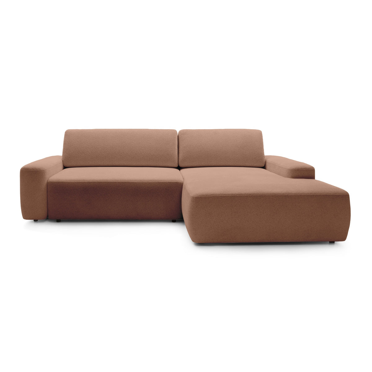 Bamby 3 Seater Corner Sofa Bed 125x210, Modern Style – Right-hand, Cinnamon Brown (RAVEN 38)