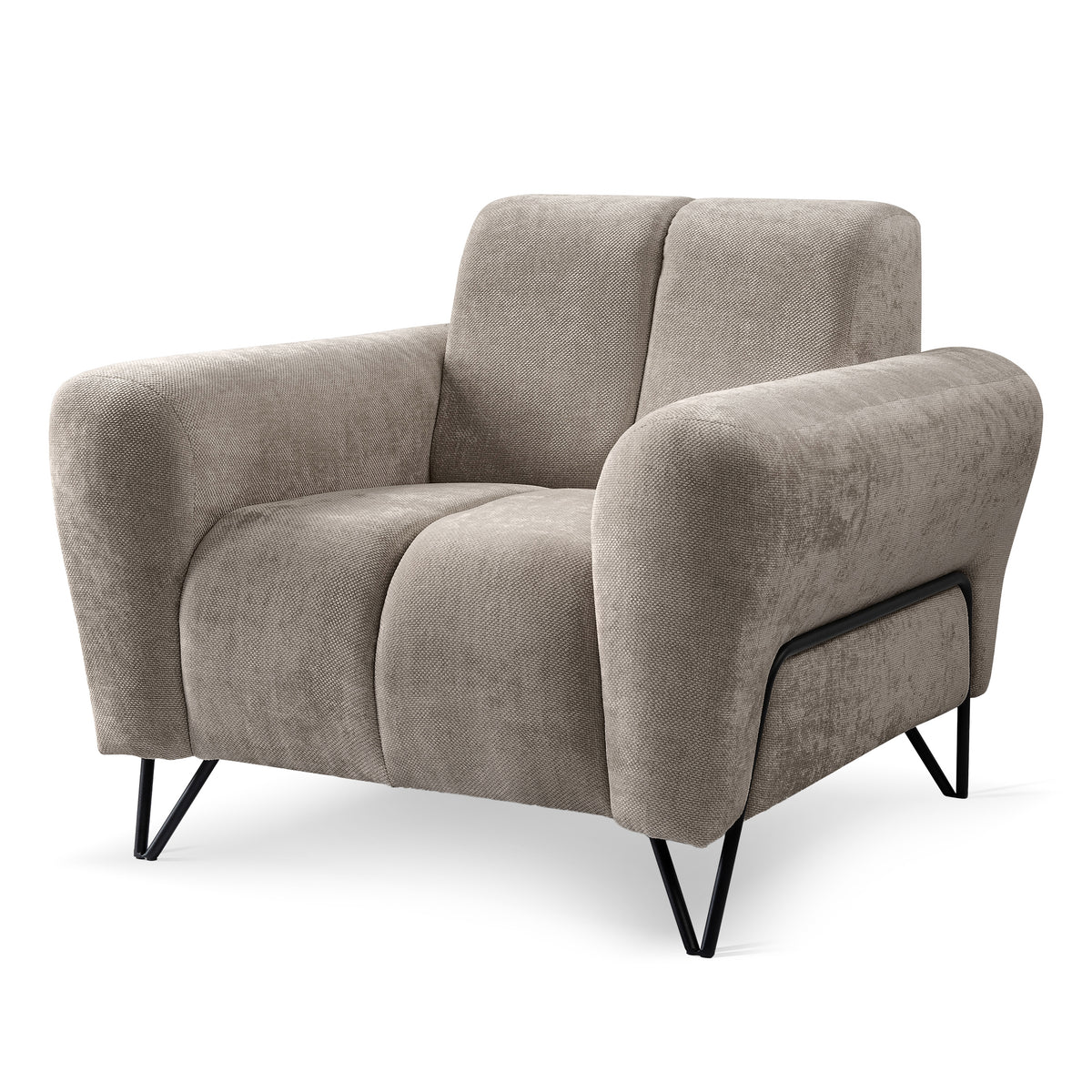 Nellia Upholstered Armchair, Modern Style, Storm Fabric – Warm Parchment (STORM 06)