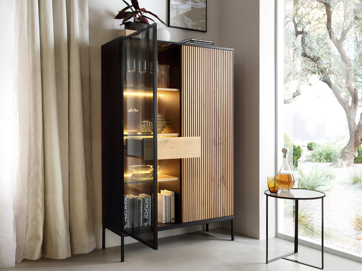 Lampy Sideboard with Doors and Drawer 104x166, Modern Style – with doors open