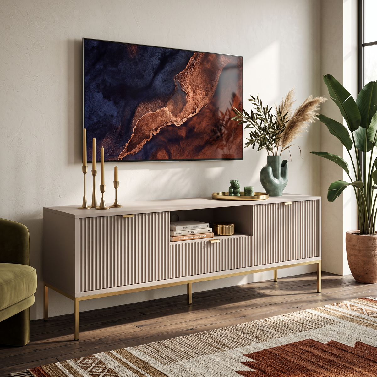 Roza TV Unit / TV Stand 154x56 – in a room setting