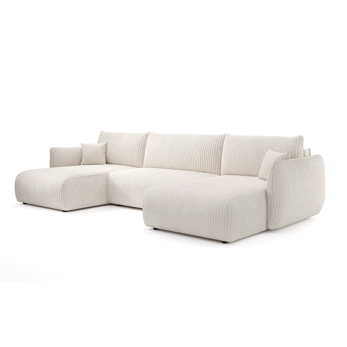 Alloro U Shaped Corner Sofa Bed with Storage, Sleeping Area 145x302 – Powder Pearl (TILIA 01)