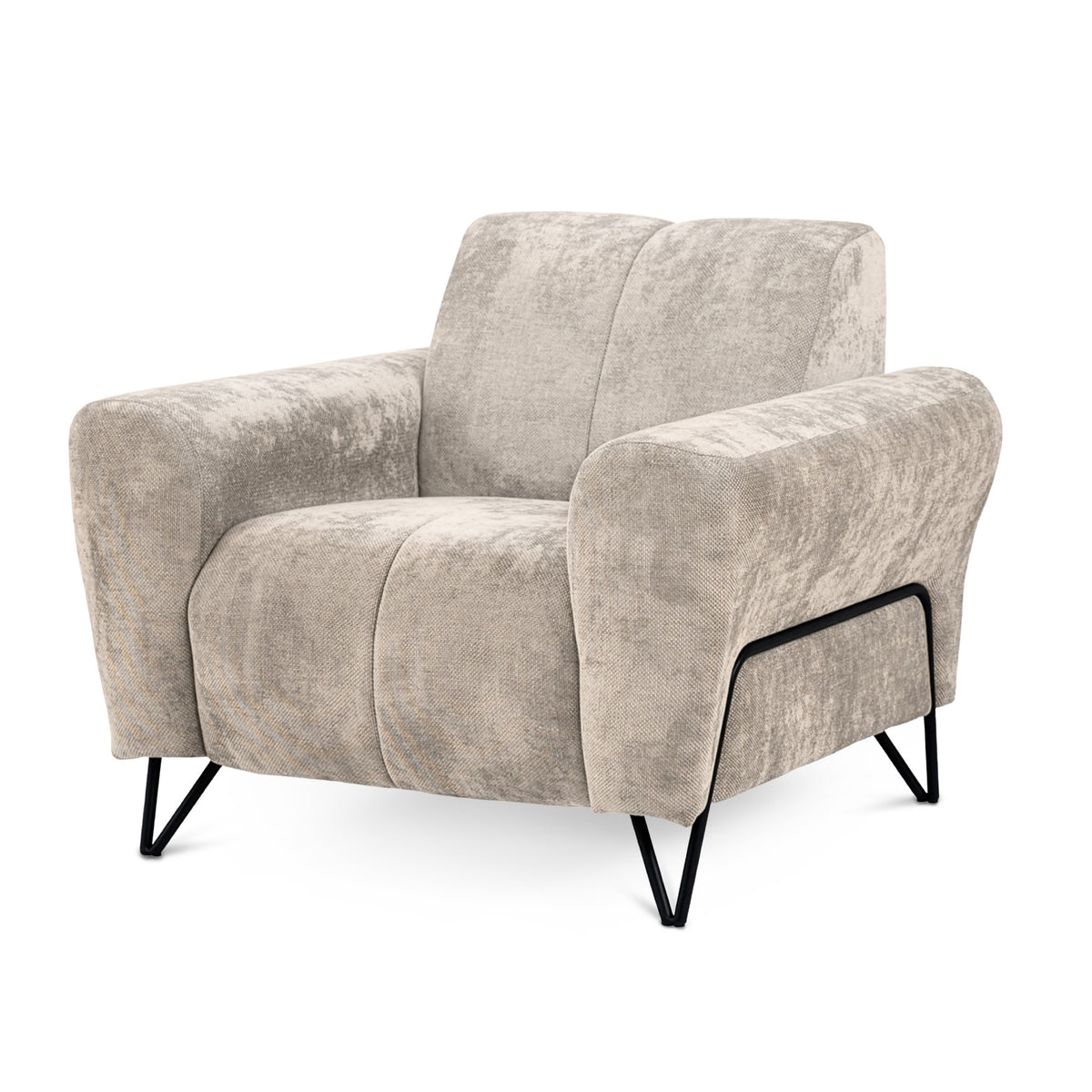 Nellia Upholstered Armchair for Living Room, Vega Fabric – Vanilla Fluff (VEGA 02)