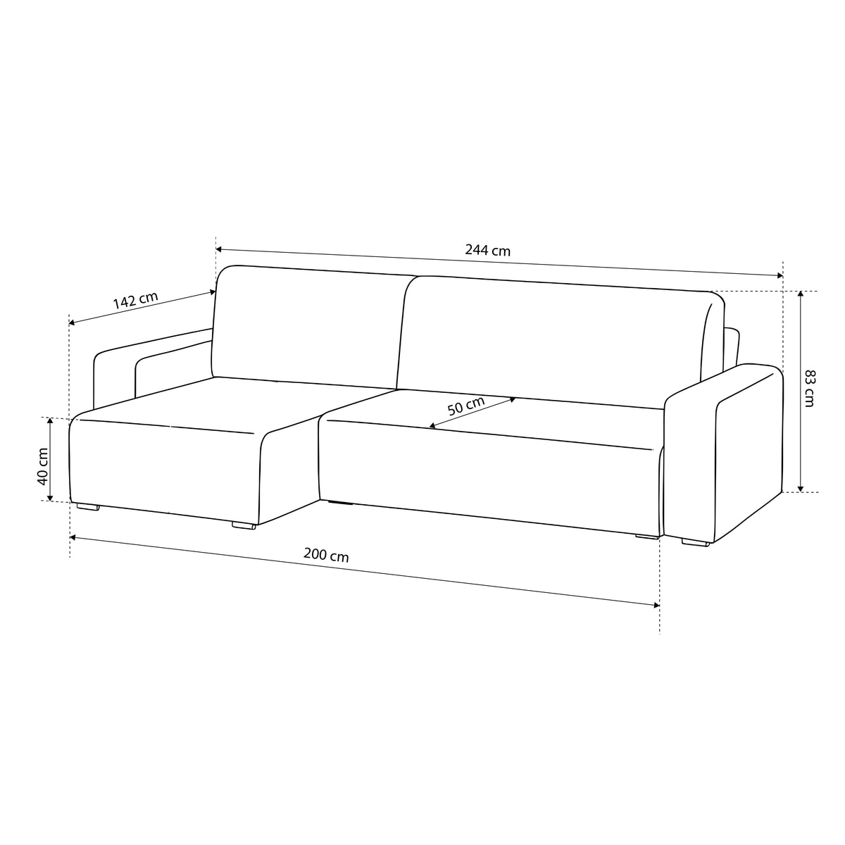 Kingi 3 Seater Reversible Corner Sofa Bed 200x142–154, Loft Style – photo 9