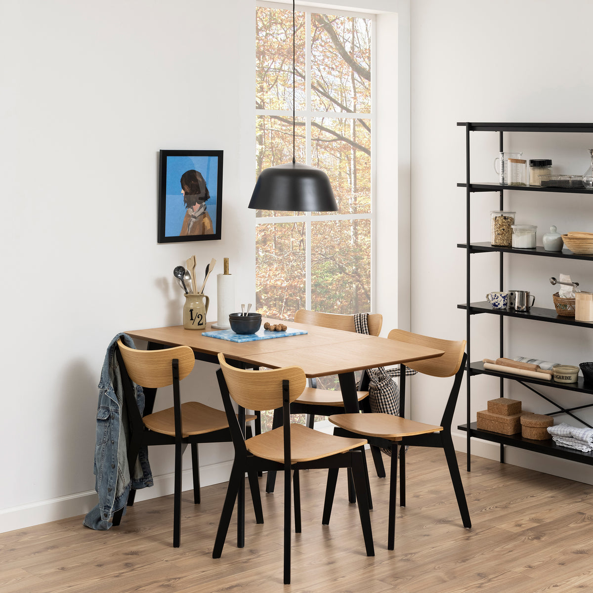 Krel Extendable Dining Table 80–120x80 cm, Scandinavian Style – in a room setting