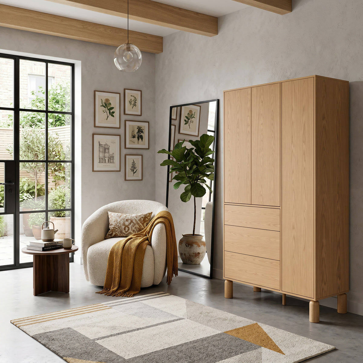 Fjord Spacious Wardrobe 110x197, Scandinavian Style – in a room setting