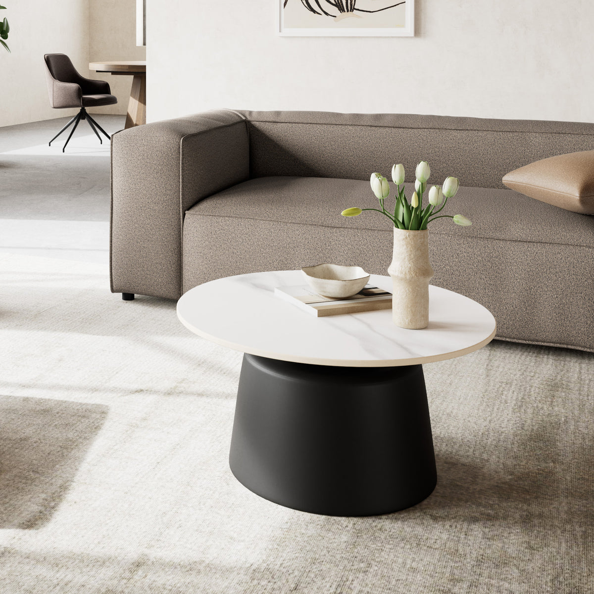 Fumor Round Coffee Table Ø70 cm, Modern Style – in a room setting